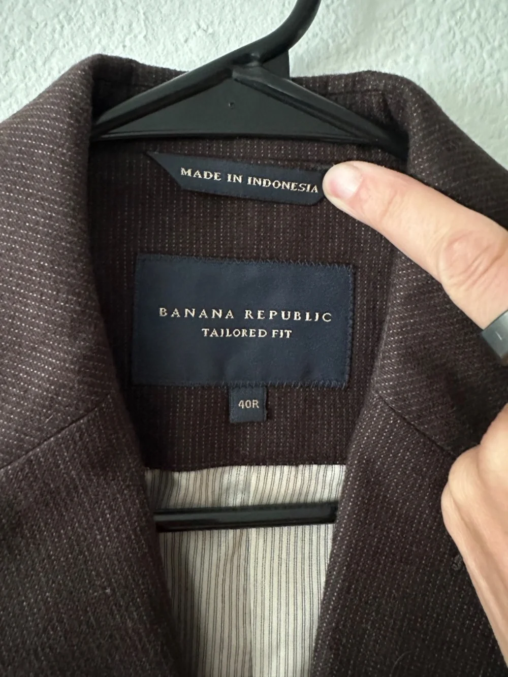 Banana Republic Mens 40R Tailored Fit Brown Microstripe Cotton Blazer Sport Coat